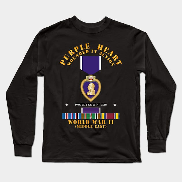 Purple Heart - WIA w WWII SVC w Purple Heart - Middle East Long Sleeve T-Shirt by twix123844